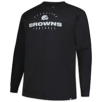 T-shirt à manches longues Fanatics pour homme, noir, avec logo Cleveland Browns, grande taille