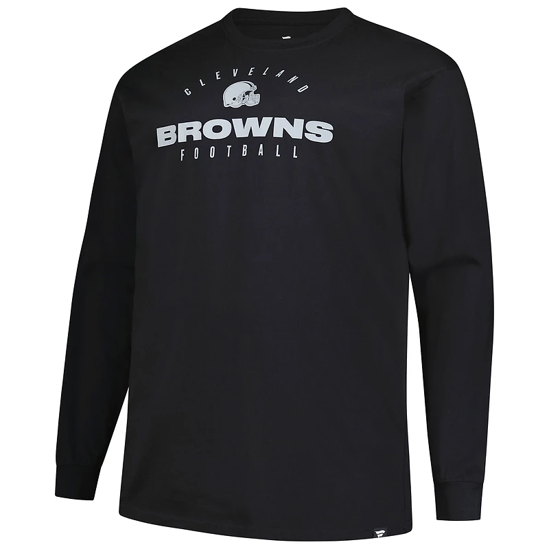 Men's Fanatics Black Cleveland Browns Big & Tall Coverage Scheme Long Sleeve T-Shirt