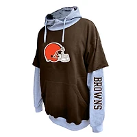 Sweat à capuche Fanatics marron/gris chiné pour homme, taille grande et grande, des Cleveland Browns.