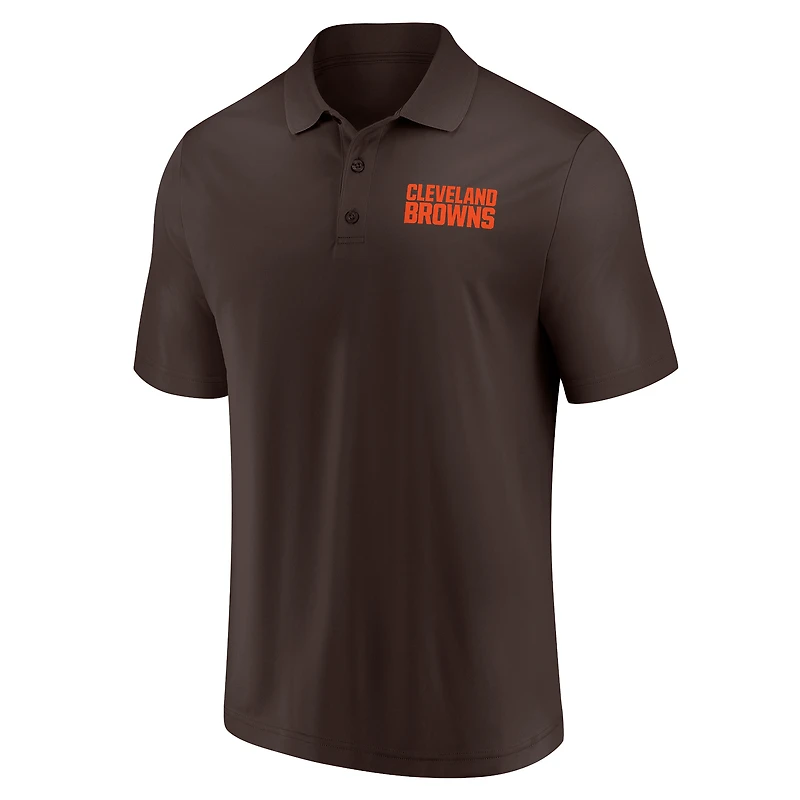 Men's Fanatics Brown/White Cleveland Browns 2-Pack Push Back Polo Combo