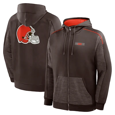 Sweat à capuche zippé marron pour homme Fanatics des Cleveland Browns Checkdown Pass