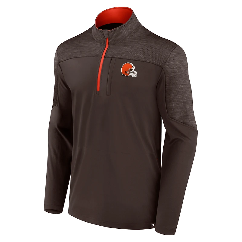 Veste marron Fanatics pour hommes Cleveland Browns Defender Evo à quart de zip