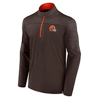 Veste marron Fanatics pour hommes Cleveland Browns Defender Evo à quart de zip