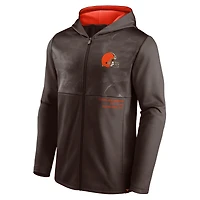 Veste à capuche entièrement zippée Fanatics marron Cleveland Browns Defender pour hommes