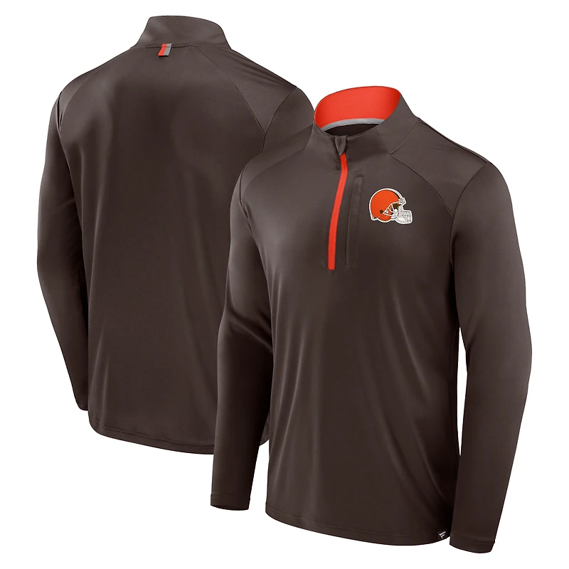 Veste à manches longues et fermeture éclair quart de tour pour homme Fanatics Brown Cleveland Browns Defender