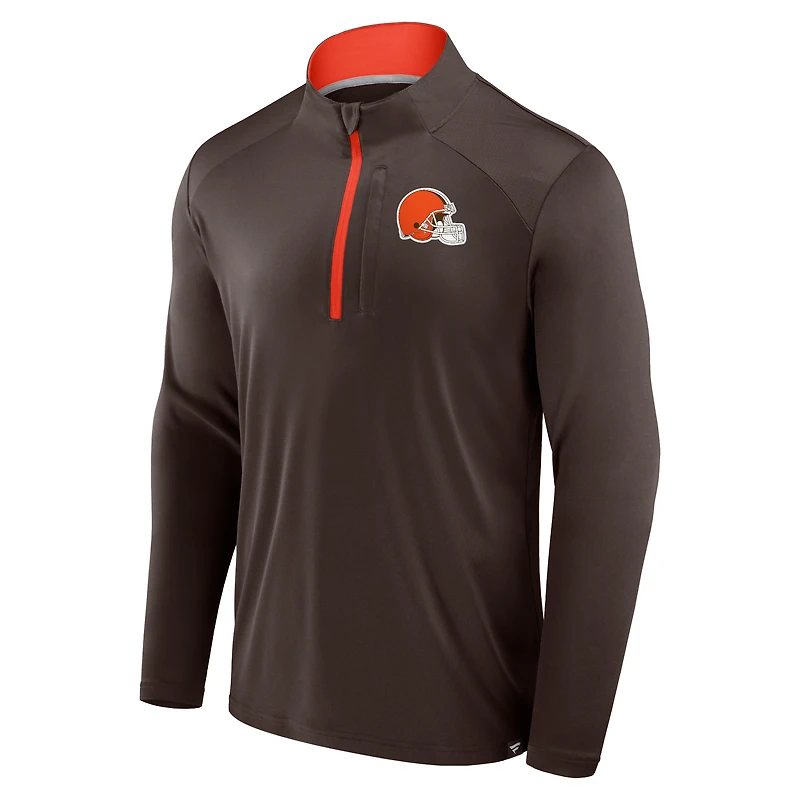 Veste à manches longues et fermeture éclair quart de tour pour homme Fanatics Brown Cleveland Browns Defender