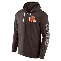 Sweat à capuche entièrement zippé pour hommes Fanatics marron Cleveland Browns Offensive Lineup