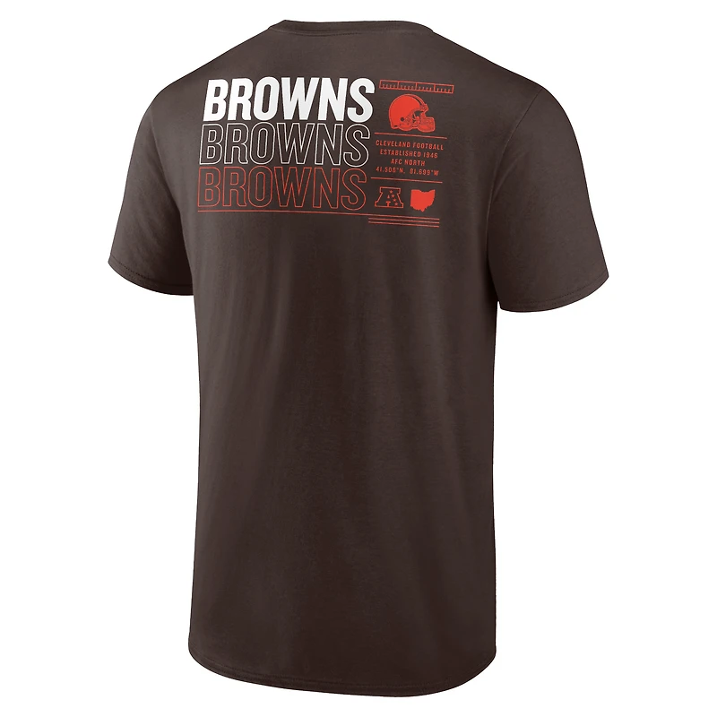 T-shirt marron Fanatics pour hommes Cleveland Browns Repeat Stats