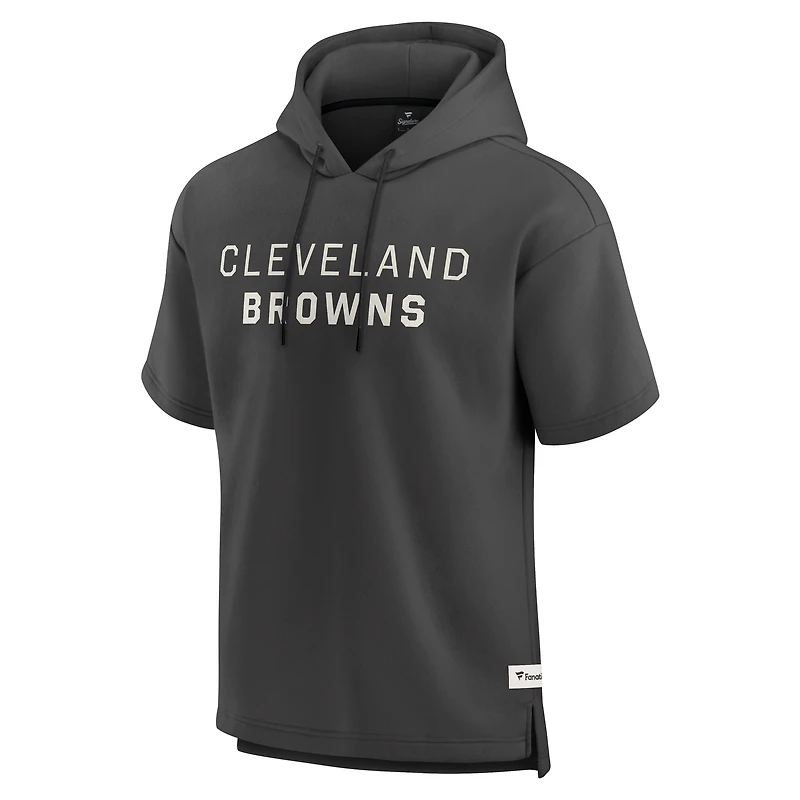 Sweat à capuche manches courtes Fanatics Charcoal Cleveland Browns Elements Future Ground Lettering pour hommes