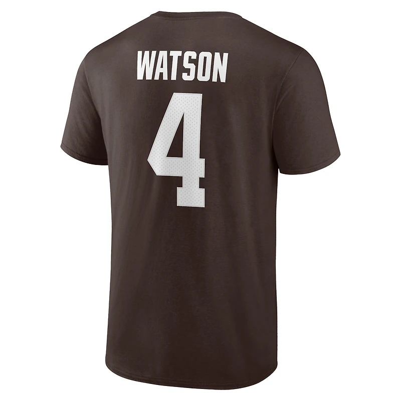 T-shirt avec nom et numéro d'icône de joueur des Cleveland Browns marque Fanatics pour hommes Deshaun Watson Brown