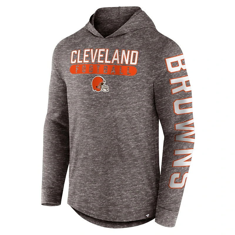 T-shirt à capuche manches longues Fanatics Heather Brown Cleveland Browns Pill Stack pour hommes
