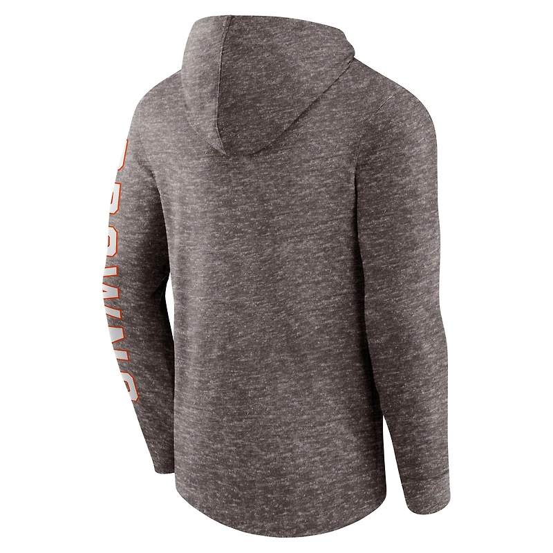 T-shirt à capuche manches longues Fanatics Heather Brown Cleveland Browns Pill Stack pour hommes