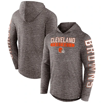 T-shirt à capuche manches longues Fanatics Heather Brown Cleveland Browns Pill Stack pour hommes