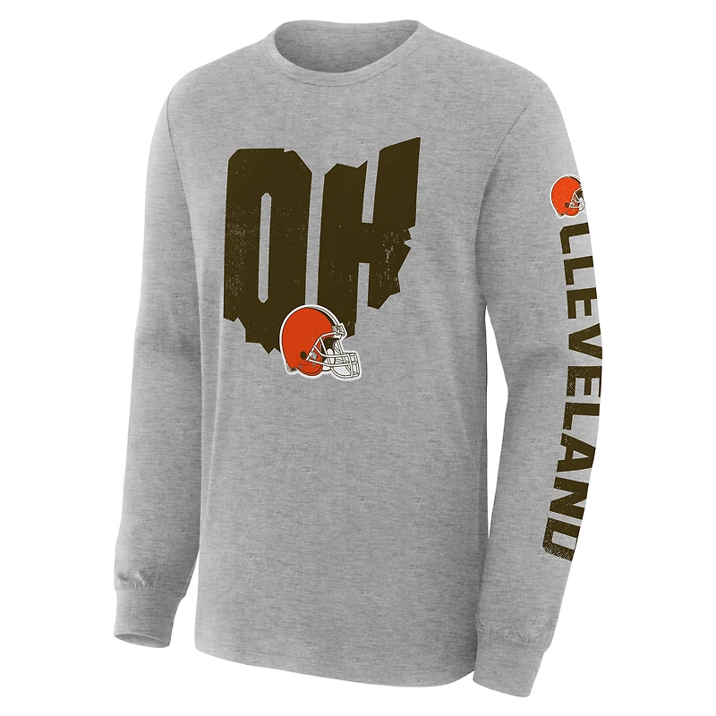 Men's Fanatics Heather Gray Cleveland Browns Hometown Sweep Legacy Long Sleeve T-Shirt