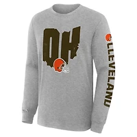Men's Fanatics Heather Gray Cleveland Browns Hometown Sweep Legacy Long Sleeve T-Shirt
