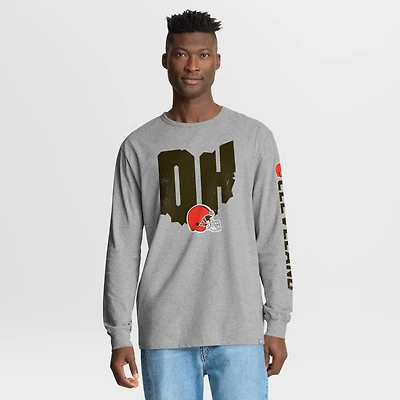 T-shirt à manches longues Fanatics Heather Grey pour homme, motif Hometown Sweep Legacy des Cleveland Browns