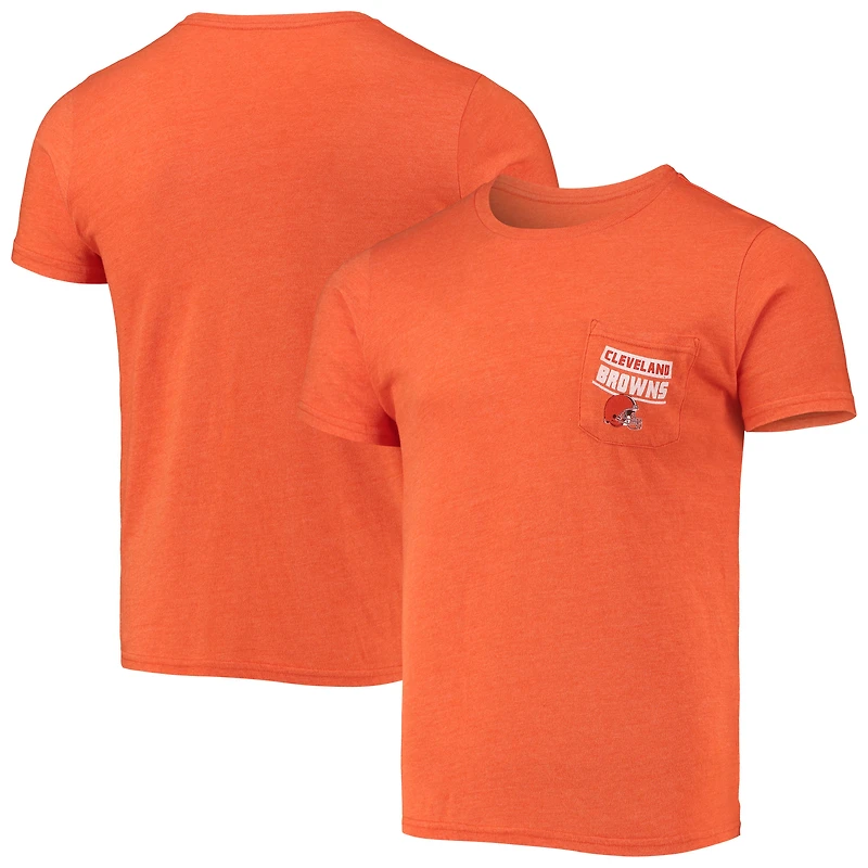 T-shirt tri-mélange avec poche pour but de terrain des Cleveland Browns Fanatics orange chiné hommes