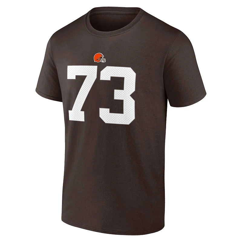 Fanatics pour hommes Joe Thomas Brown Cleveland Browns T-shirt avec nom et numéro d'icône de joueur retraité