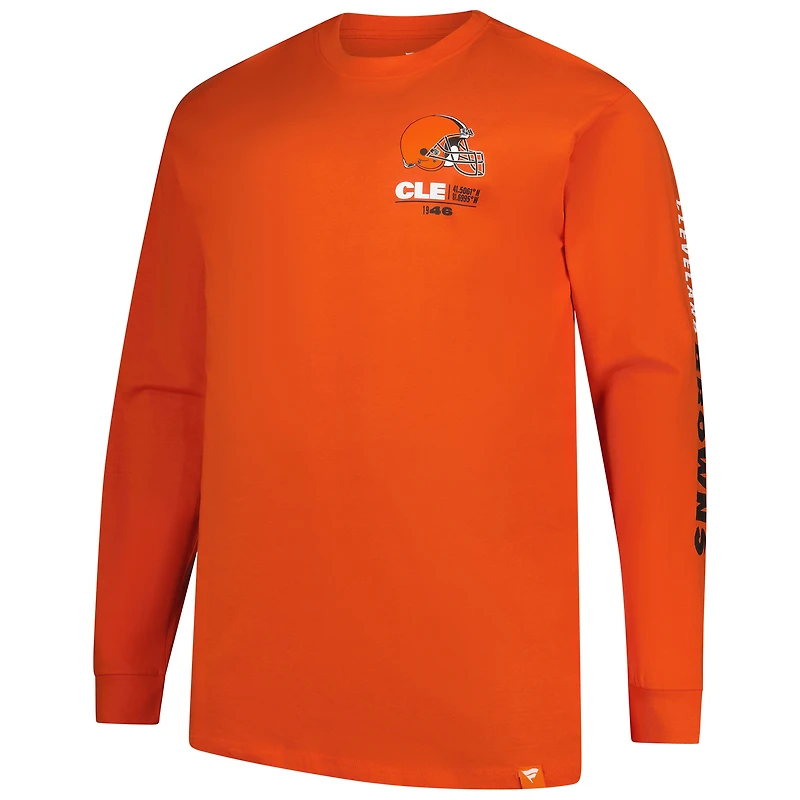 Men's Fanatics Orange Cleveland Browns Big & Tall Clock Management Legacy Long Sleeve T-Shirt