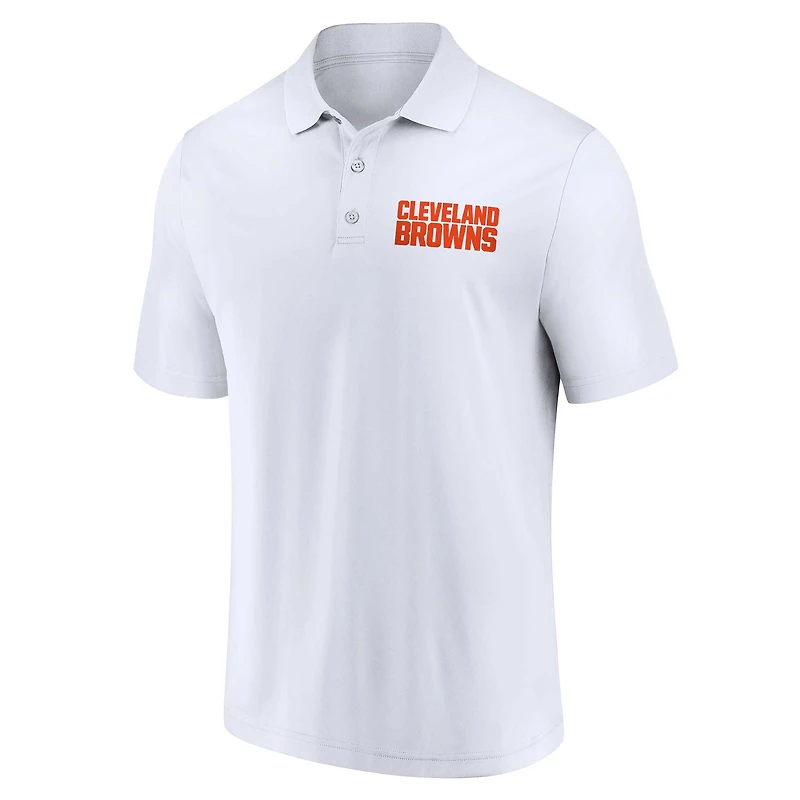 Ensemble de deux polos Lockup Cleveland Browns Fanatics blanc/marron pour hommes