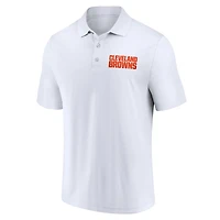 Ensemble de deux polos Lockup Cleveland Browns Fanatics blanc/marron pour hommes
