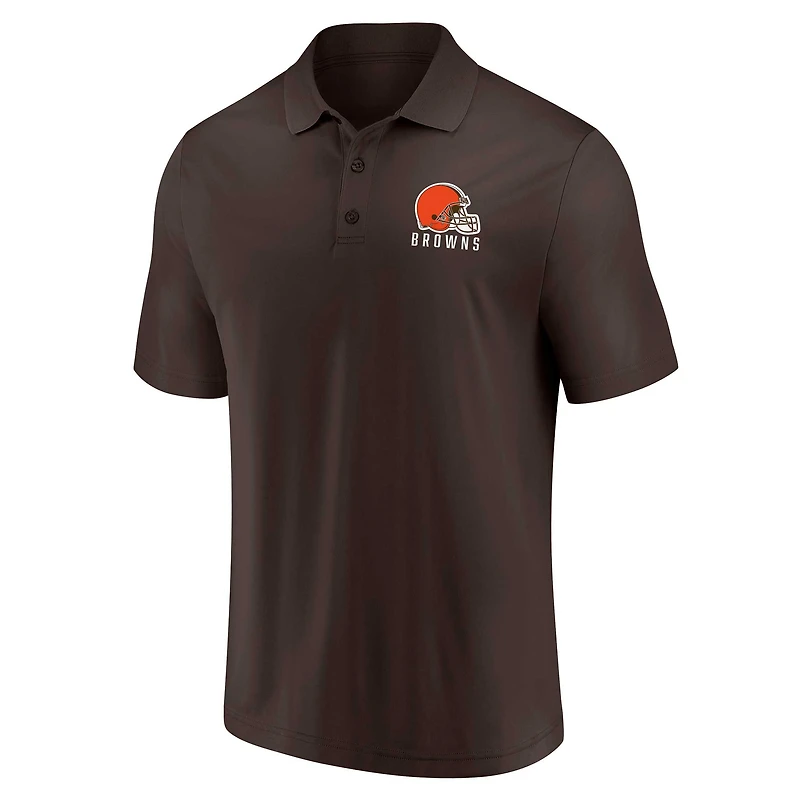 Ensemble de deux polos Lockup Cleveland Browns Fanatics blanc/marron pour hommes