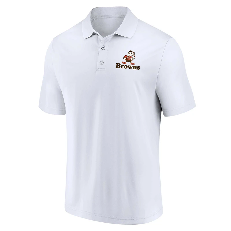 Men's Fanatics White/Brown Cleveland Browns Throwback Two-Pack Polo Set