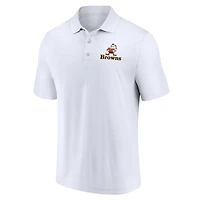 Men's Fanatics White/Brown Cleveland Browns Throwback Two-Pack Polo Set