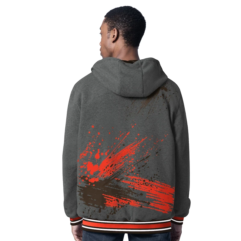 Veste à capuche réversible entièrement zippée G-III Sports by Carl Banks pour homme, marron/anthracite, des Cleveland Browns, Dual Threat