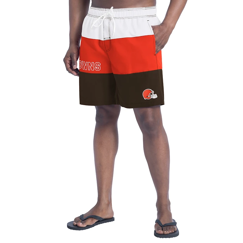 Men's G-III Sports by Carl Banks  Brown/Orange Cleveland Browns Sunrise Volley Swim Shorts