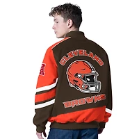 Men's G-III Sports by Carl Banks Brown Cleveland Browns Prime Time Full-Zip Racing Jacket
