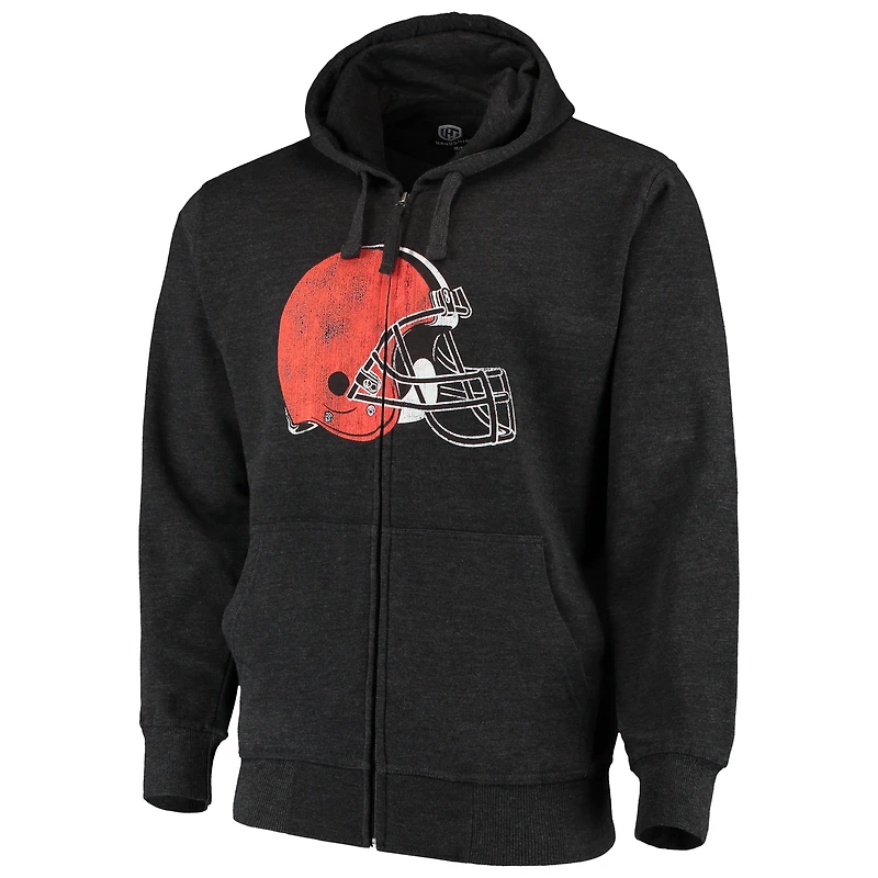 Sweat à capuche zippé pour homme G-III Sports by Carl Banks Charcoal Cleveland Browns avec logo principal