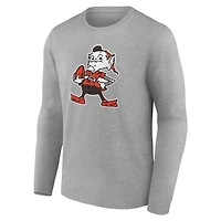 Men's Gray Cleveland Browns  Team Authentic Classic Personalized Name & Number Long Sleeve T-Shirt