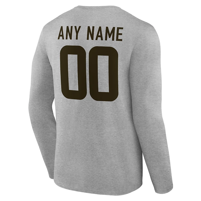 Men's Gray Cleveland Browns Team Authentic Personalized Name & Number Long Sleeve T-Shirt