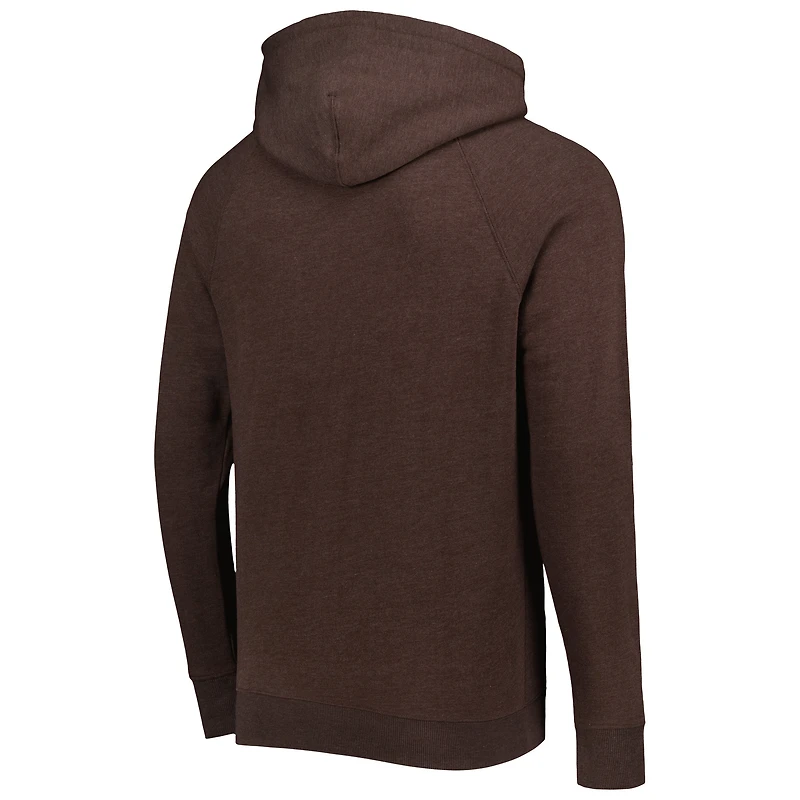 Men's Homage Brown Cleveland Browns Retro Helmet Tri-Blend Raglan Pullover Hoodie