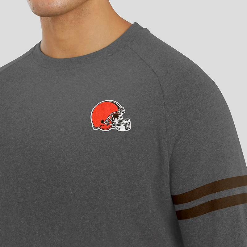 Men's J. Palmer Dark Heather Gray Cleveland Browns Players Lounge Raglan Tri-Blend Sweatshirt