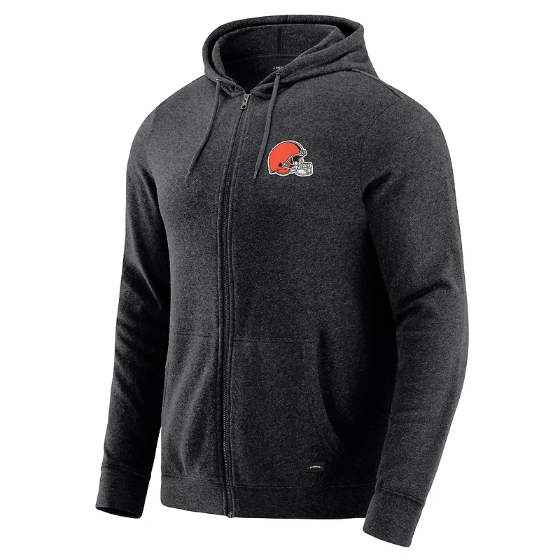 Sweat à capuche zippé tri-blend gris chiné foncé J. Palmer pour homme des Cleveland Browns Players Lounge