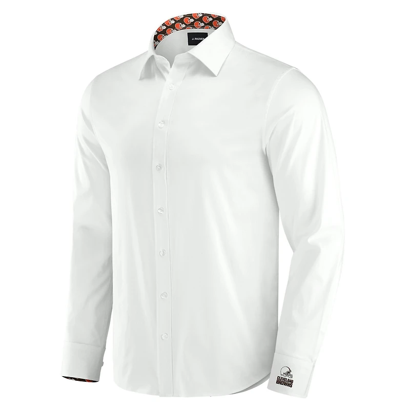 Men's J. Palmer White Cleveland Browns Man-In-Motion Long Sleeve Button-Up Dress Shirt