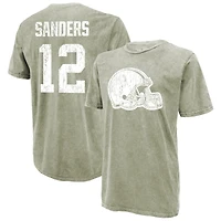 Men's Majestic Threads Shedeur Sanders Moss Green Cleveland Browns Mineral Wash Name & Number T-Shirt