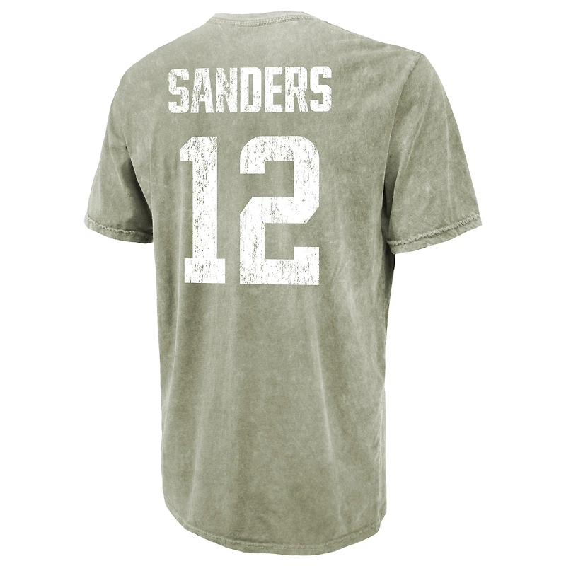 Men's Majestic Threads Shedeur Sanders Moss Green Cleveland Browns Mineral Wash Name & Number T-Shirt