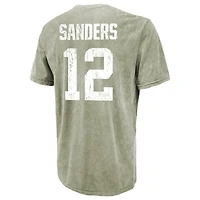 Men's Majestic Threads Shedeur Sanders Moss Green Cleveland Browns Mineral Wash Name & Number T-Shirt