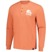 Men's Margaritaville Coral Cleveland Browns Five O'Clock Henley Long Sleeve T-Shirt