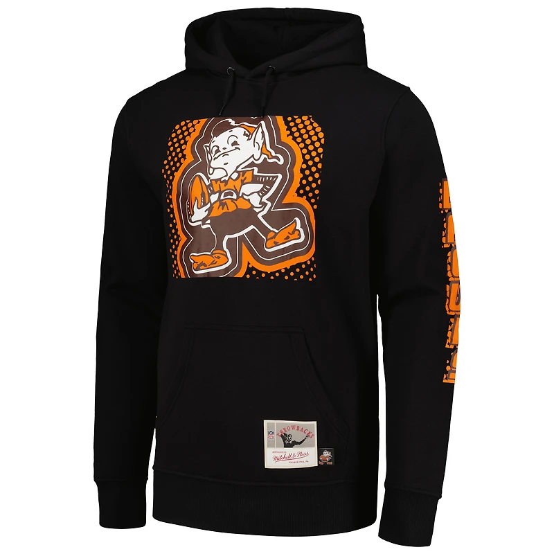 Chandail à capuchon pour homme Mitchell & Ness Cleveland Browns Gridiron Classics Big Face 7.0 noir