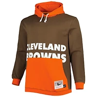 Men's Mitchell & Ness Brown/Orange Cleveland Browns Big Tall Face Pullover Hoodie