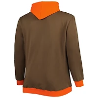 Men's Mitchell & Ness Brown/Orange Cleveland Browns Big Tall Face Pullover Hoodie