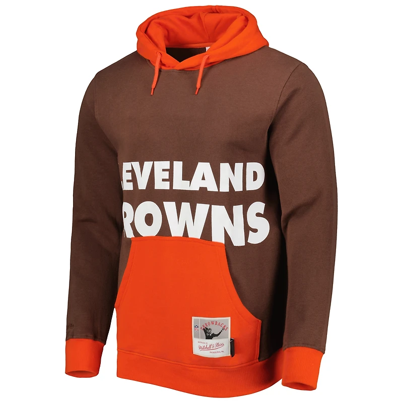 Chandail à capuchon Big Face 5.0 des Cleveland Browns de Mitchell & Ness pour homme, brun