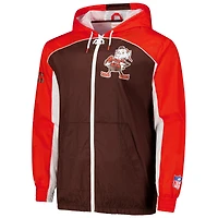 Coupe-vent entièrement zippé de qualité supérieure Cleveland Browns Big Shot Mitchell & Ness Brown pour homme