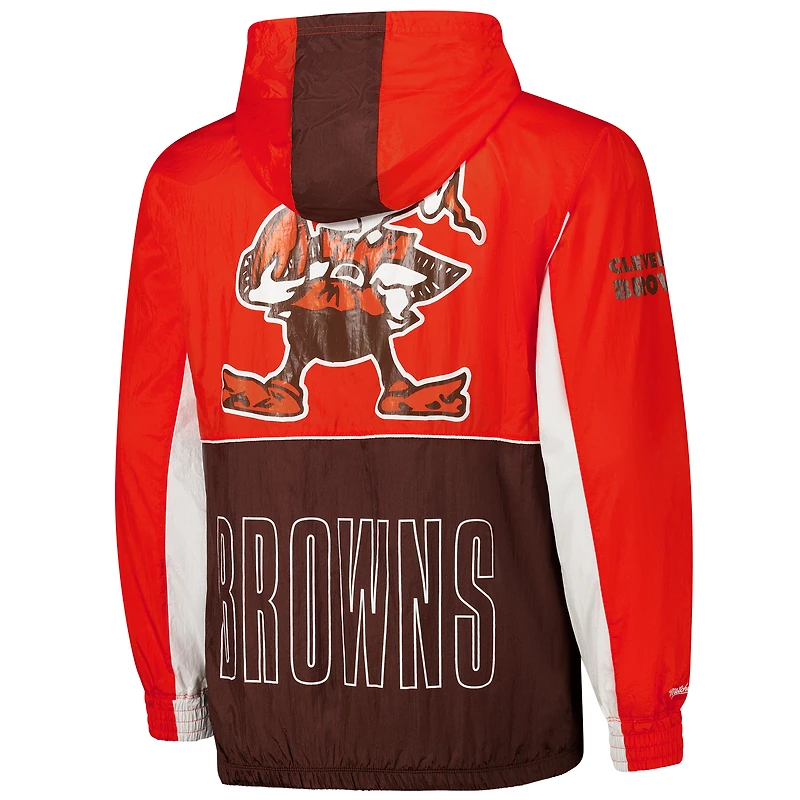 Coupe-vent entièrement zippé de qualité supérieure Cleveland Browns Big Shot Mitchell & Ness Brown pour homme