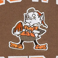 Men's Mitchell & Ness Brown Cleveland Browns Brownie The Elf Washed Short Sleeve Pullover Hoodie