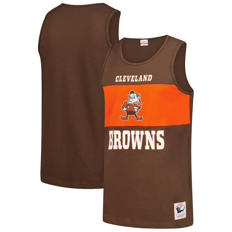 Débardeur rétro colorblock marron Mitchell & Ness pour homme, Cleveland Browns